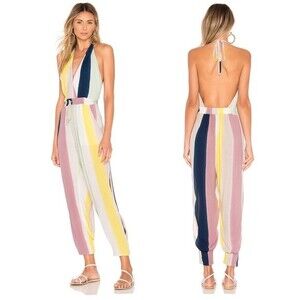 Indah Paz Halter Jumpsuit in Tropical Stripe M